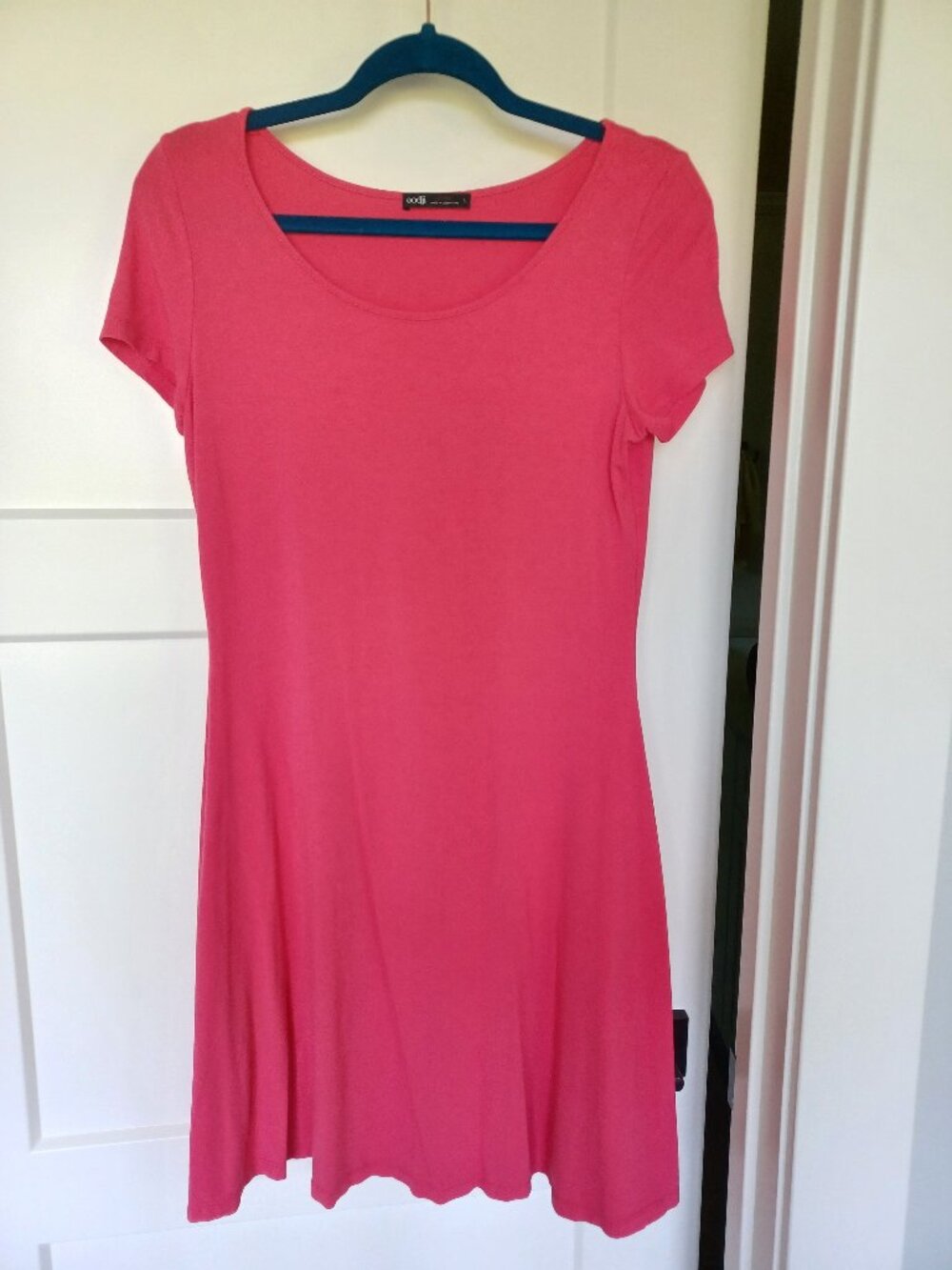 oodji Ultra Hot Pink Soft T-shirt Summer Dress, size Large